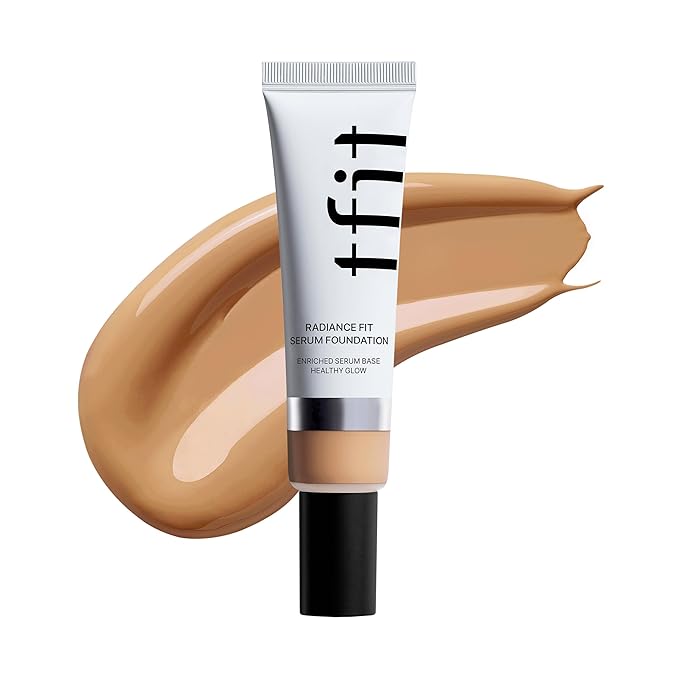 TFIT Radiance Fit Serum Foundation - Flawless Coverage, Dewy finish, Long-lasting Waterproof and sweatproof,Lightweight,Creamy Natural,1.05 Oz. (N4.5 Camel, 1.05 Oz.)