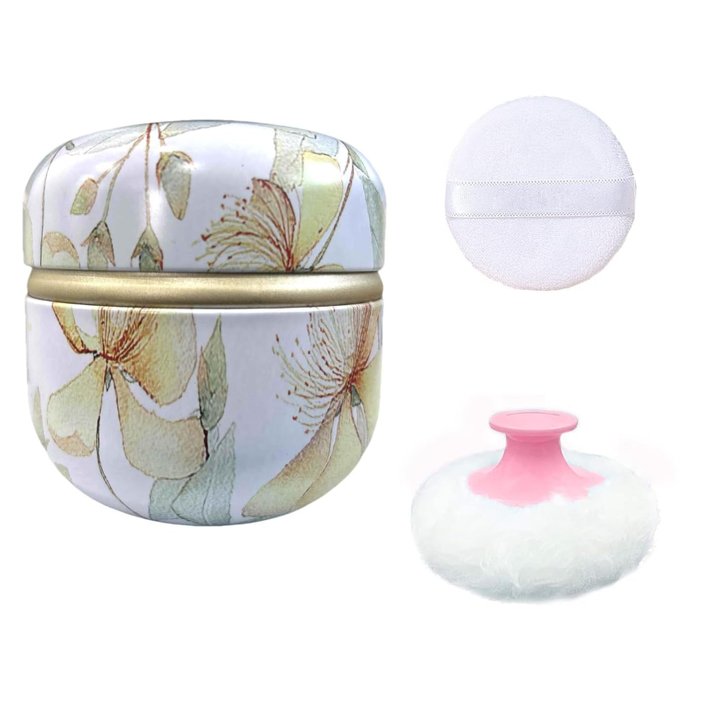 Body Powder Puff and Container for Dusting Powder, Women Powder Puff and Powder Case for Bath and Travel (Flower Song)
