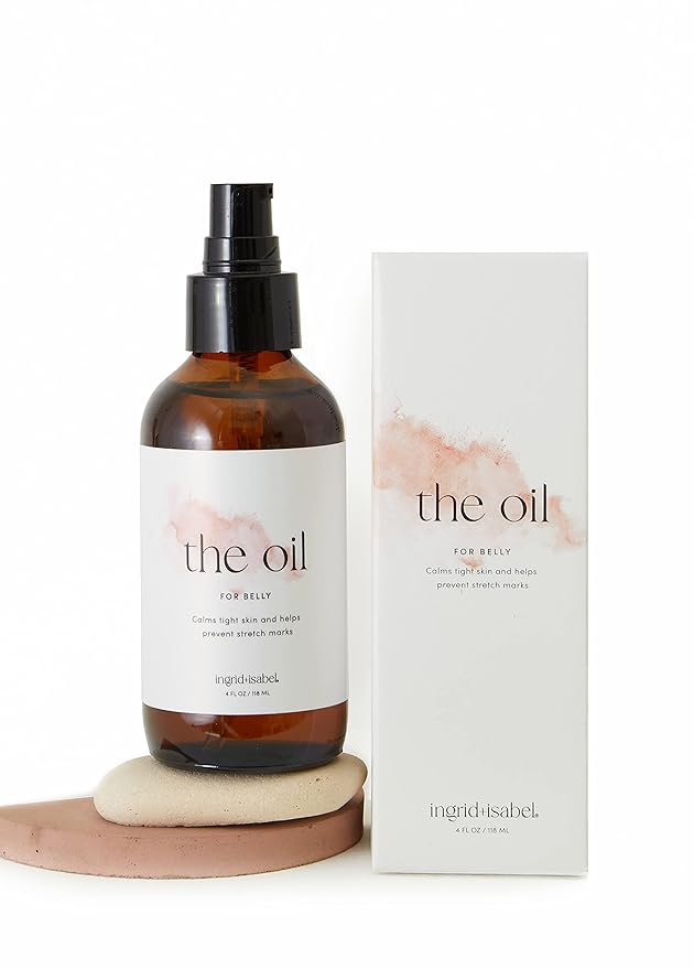 Ingrid & Isabel, The Oil, Organic Belly & Body Oil, Prevents Stretch Marks & Scars, Maternity & Pregnancy Skincare, 4 Fl Oz