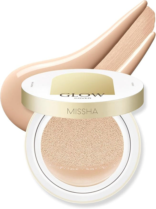 MISSHA Glow Cushion No.21 Light Beige for Bright Skin Radiant & Moisturizing Skin with Buildable Coverage