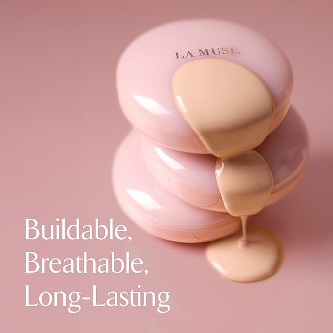 LA MUSE Glow Cushion Foundation No.20 Pure Ivory | Refill Only(13g / 0.46 Ounce) with Water Drop Shape Puff | Easy Application | Perfectly, Seamlessly Covers Difficult Areas Like Nose, Around Eyes