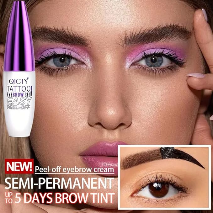 2pcs Black Tattoo Eyebrow Gel Tinting, Waterproof & Transfer-proof for Fuller Brows, Suitable for All Skin Types (Black, 2Pcs)