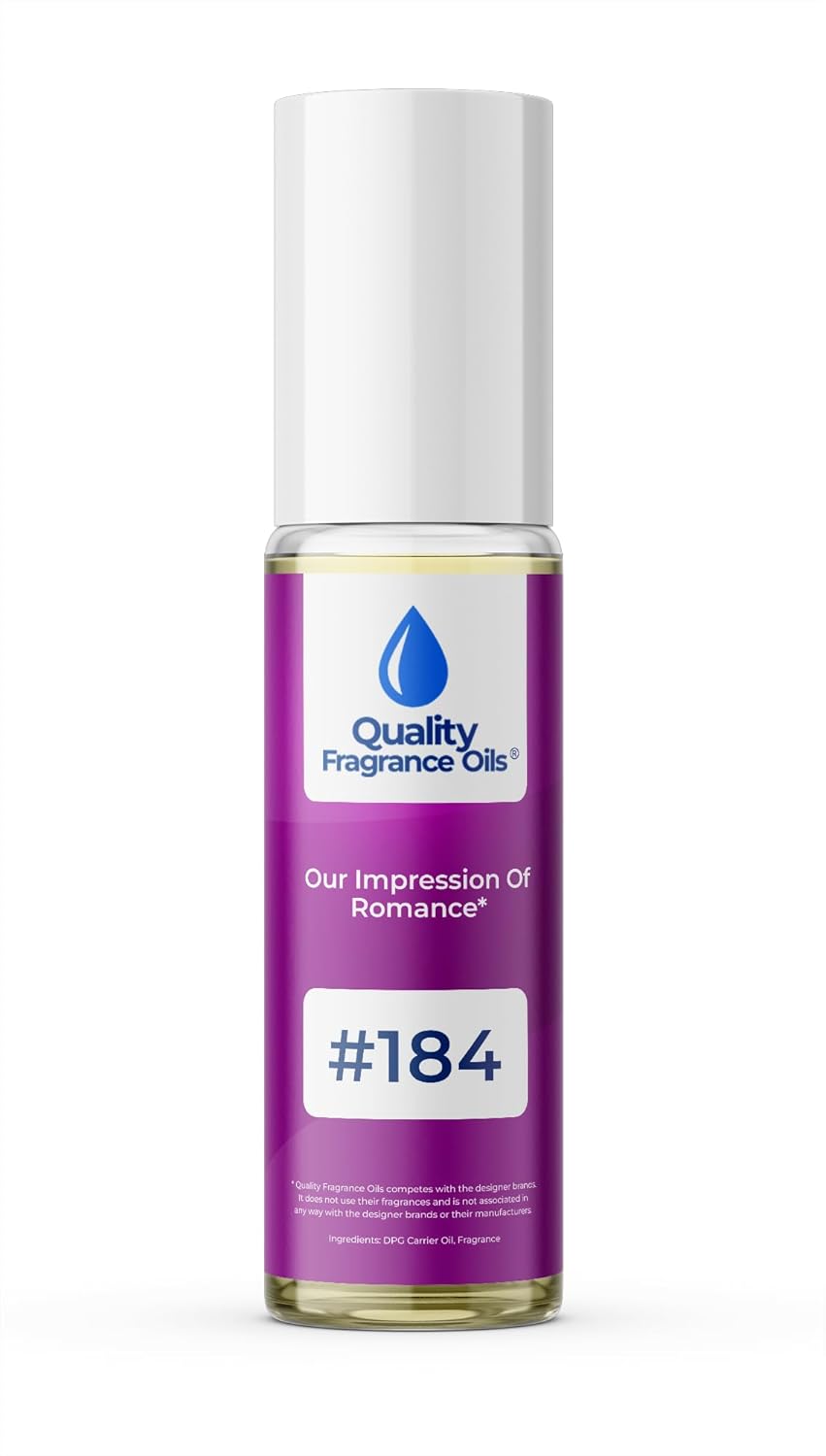 Quality Fragrance Oils' Romance Impression #184 | Long-Lasting Perfume Oil, Alcohol-Free, Strong Scent, 10ml Roll-On | Affordable Alternative to Designer Fragrances
