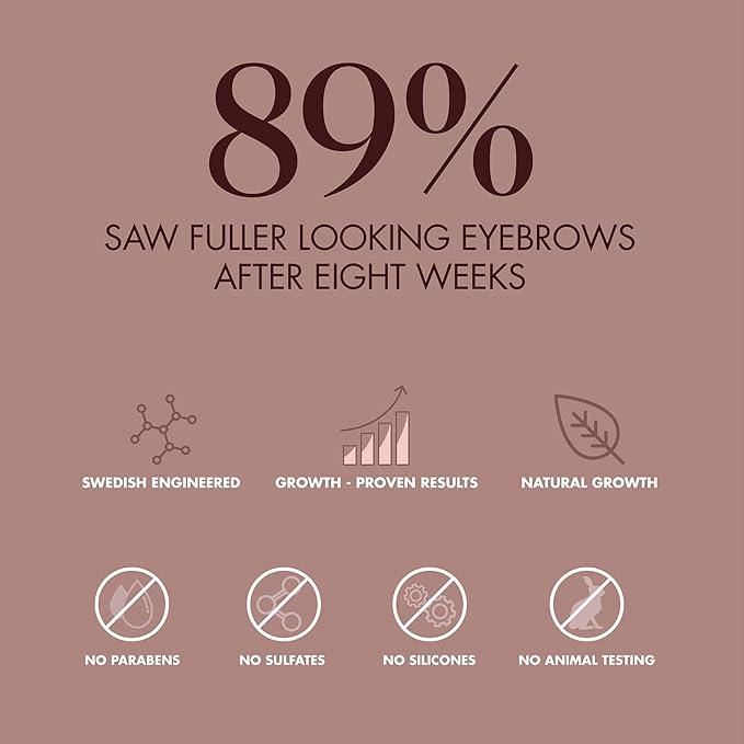 Eyebrow Growth Serum - Provides Full, Healthy And Well Defined Eyebrows - High Technology Formula - Vegan And Cruelty Free - Flexible Applicator Developed Specifically For Brows - 0.1 Oz