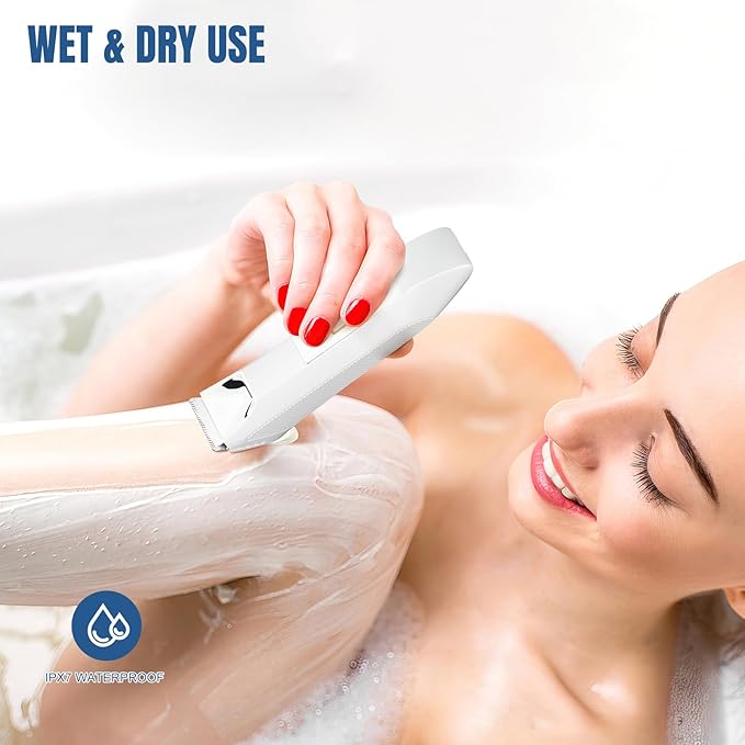Suttik Bikini Trimmer for Women, 3 in 1 Electric Shaver for Women, Waterproof Pubic Body and Nose Hair Trimmer, Rechargeable Electric Razor for Underarm Leg Arm Body Nose