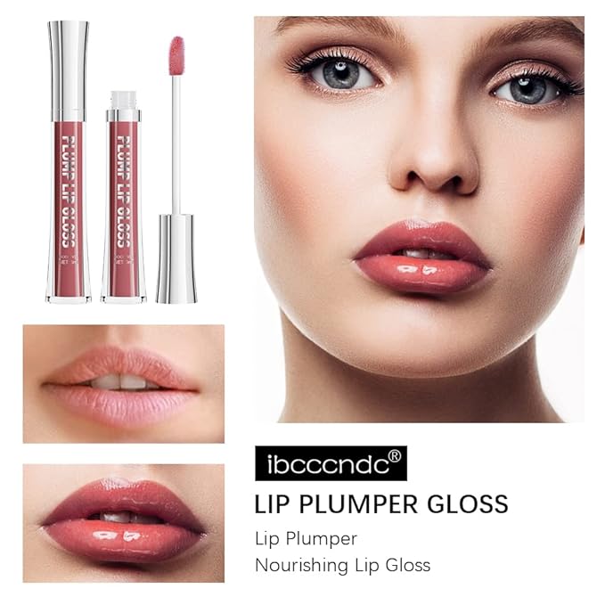 ibcccndc Lip Plumper gloss,Natural Lip Plumper,High Shine Lip Plumper,Lip Enhancer for Fuller,Sexy Lip Gloss,Shiny Lip Gloss For Girls and Women (3)