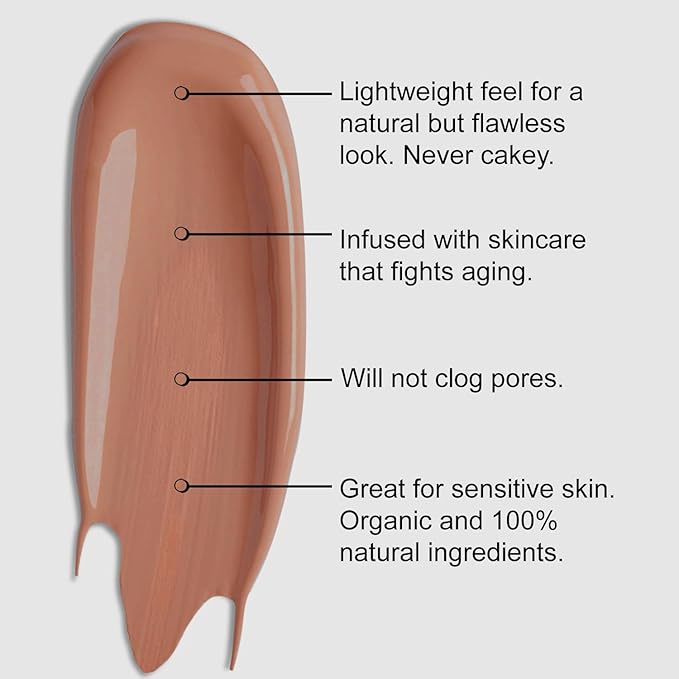 Organic Aloe-Based LUX Liquid Foundation, Natural Vegan Gluten-Free Made in USA, Mocha