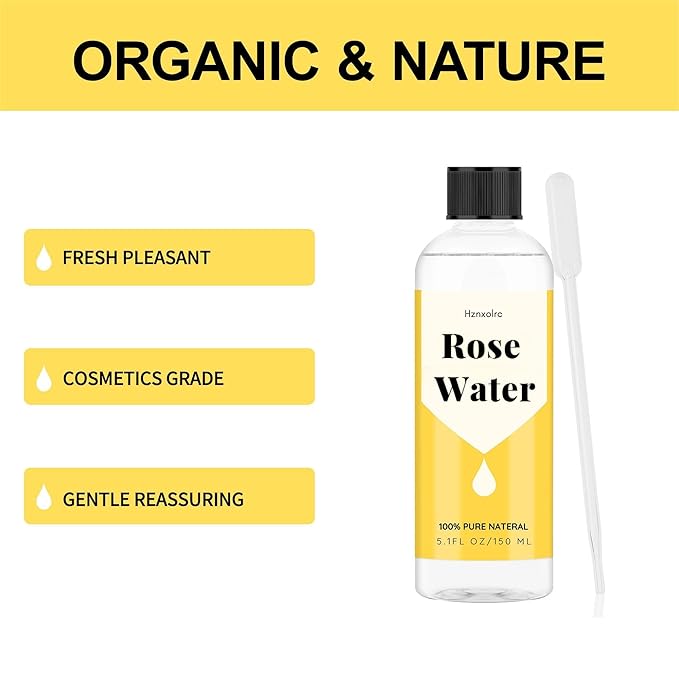 5.1 fl oz Rose Hydrosol for Face Hydrating Mist Hydration, 100% Pure Rose Water, Cleanses & Softens Skin, Promotes Healthy Skin Cell, Suitable for All Skin Types