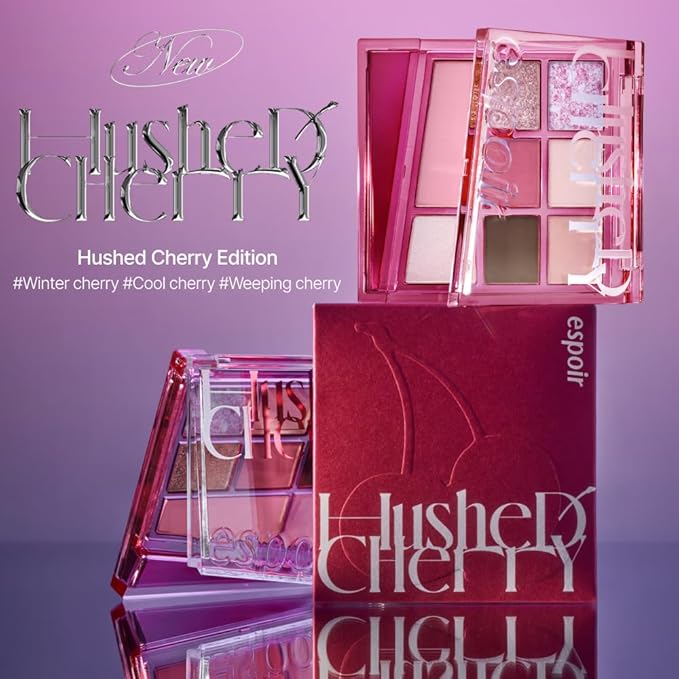 Espoir Real Eye Palette All New #5 Hushed Cherry 0.17 oz | Multi-Use Long-Lasting Blendable 8 Colors Natural Glitter Soft veil matte Makeup Eyeshadow Palette for Various Makeup Looks | Korean Makeup