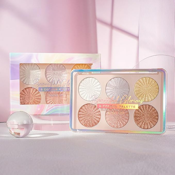 6 Colors Face Highlighter Makeup Palette iluminadores de maquillaje profesional luminizers Cheek Diamond Shimmer Stick Glitter Bronzer and Highlighter Palette makeup illuminators highlighters for face