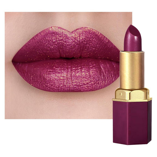 Dark Purple Metallic Lipstick for Women,Lightweight Shimmer Frosted Lipstick,Glitter Lip Gloss Stain Long Lasting Waterproof Smudge Proof 24 Hour Full Coverage Lip Makeup,Vegan