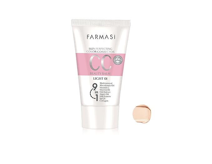 FARMASi CC Color Control Cream, Natural and Flawless Finish, Enriched Formula with Multimineral & Spf 25+, All-Day Hold, All Skin Types, 1.7 fl. oz, Light