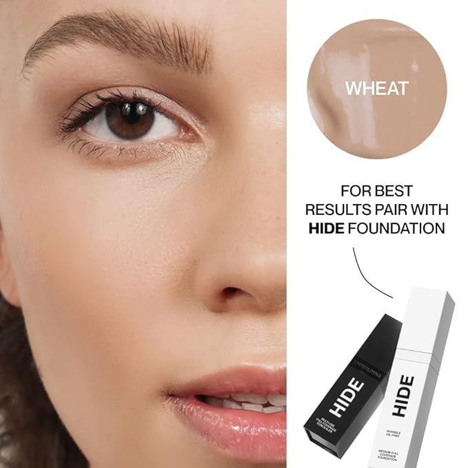 HIDE Liquid Concealer, Medium to Full Coverage Concealer for Blemishes, Under Eye Dark Circles & Scars, Oil Free Concealer, Wheat (See Shade Finder), 0.5 fl oz