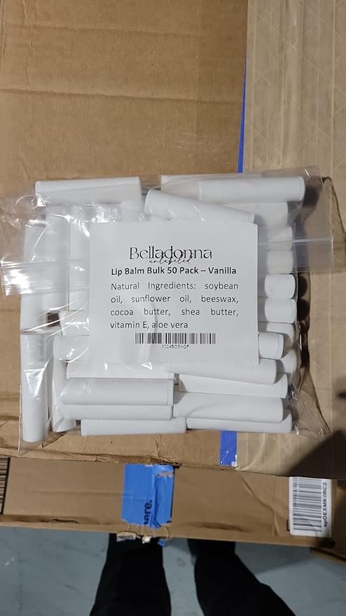 Lip Balm Bulk Unlabeled - Made in USA Bulk Chapstick - Natural Ingredients Vitamin E Shea Butter - Custom Chapstick Bulk For Party & Wedding Favors (50 Count, Vanilla)