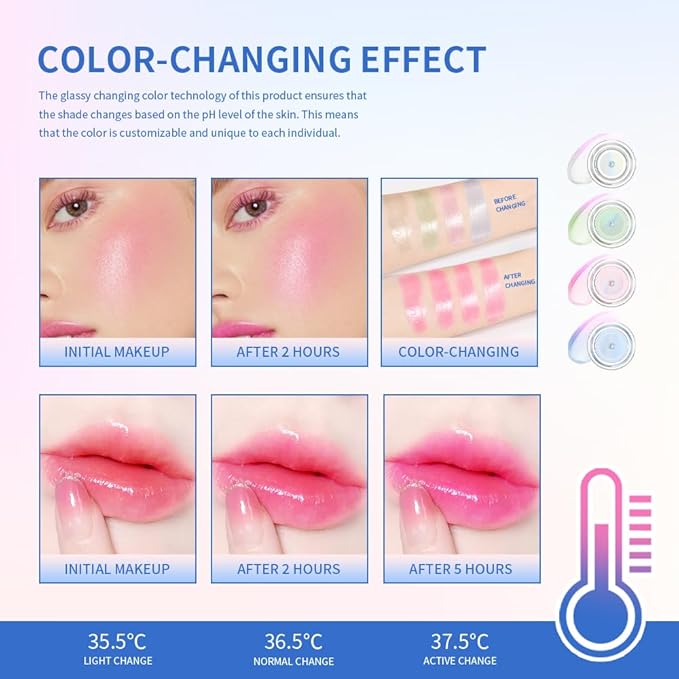 Color Change Blush Clear Liquid Blush Cream Moisturizing Blusher Halo dyeing naturally Blush Rouge Multi-use Makeup Cream For Cheeks Face Lips Waterproof Blush Gel Lip Oil (#1)