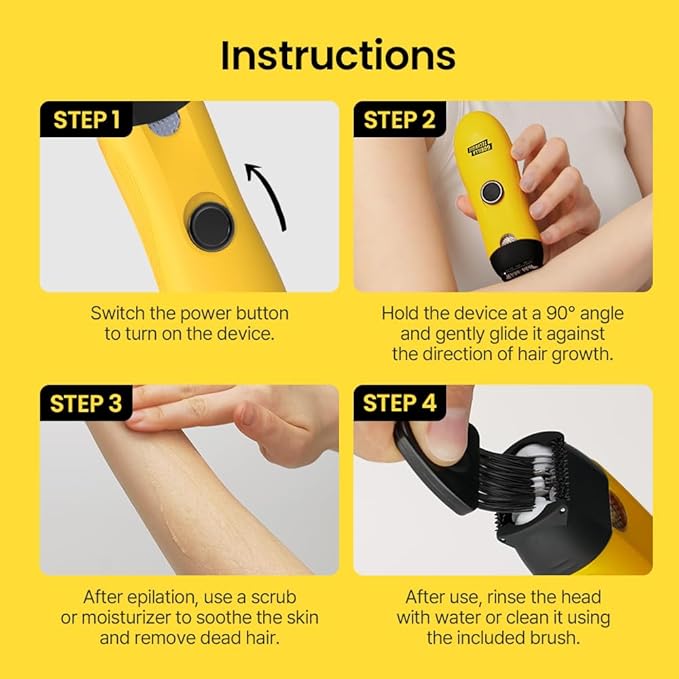 Gorilla Technique Mini Epilator 1000V, Pain Relief Roller, Facial & Body Hair Removal Device, Electric Tweezers for Women & Men, Specialized for Narrow and Sensitive Area, Korean Skin Care - 1000V