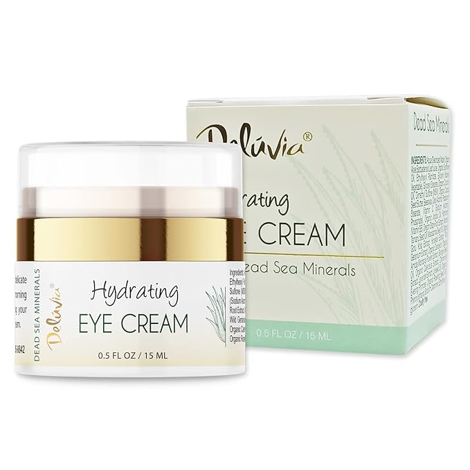 Deluvia Eye Cream Moisturizer, Under Eye and Around Eye Hydrating Eye Cream, Organic Aloe Vera, Vitamin E, Rosehip Seed Oil for Dry Skin and Wrinkles.(.5 Oz)