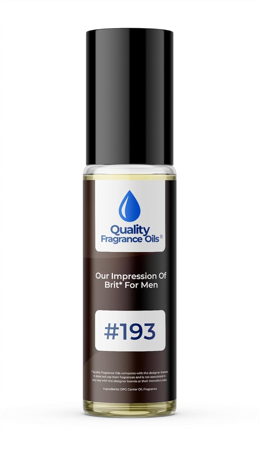 Quality Fragrance Oils' Brit for Men Impression #193 | Long-Lasting Perfume Oil, Alcohol-Free, Strong Scent, 10ml Roll-On | Affordable Alternative to Designer Fragrances