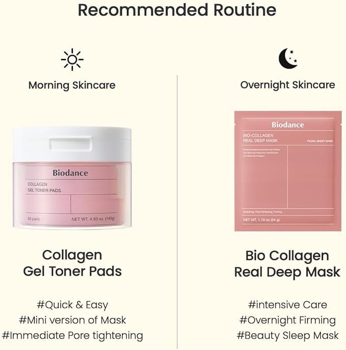 Biodance Collagen Gel Toner Pads, Pore Minimizer for Face, Improving Elasticity, Gentle Exfoliating Toner Pads for Sensitive Skin, Korean Skincareㅣ4.93 fl.oz.(140g)*60Pads