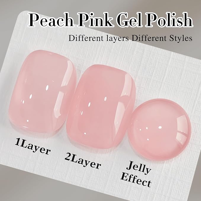 Double Rhythm 0.50 OZ Translucent Gel Polish Same Color Same Bottle Sheer Pastel Neutral Natural Milky 15 ML Jelly UV Nail Art DIY at Home (Jelly Rose Pink-A1380)
