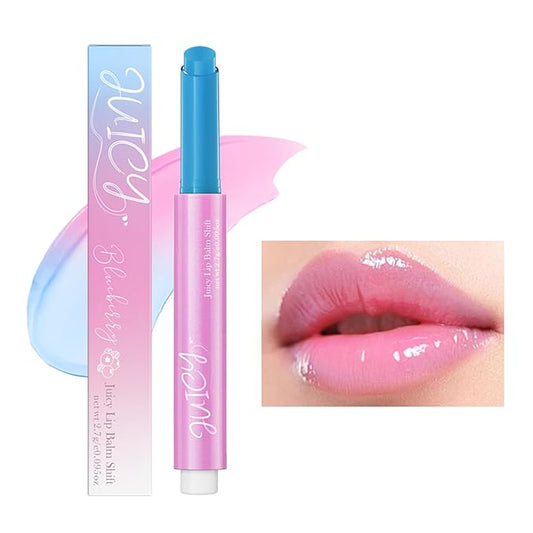 Juicy Lip Plump Shift, Click Melting Lip Balm Lasting Tint Hydrating & Nourishing Lip Care Moisturizer Glossy Color Changing Lip Gloss Non Sticky Lipstick Vegan Tinted Lip Balm (#5 Blueberry)