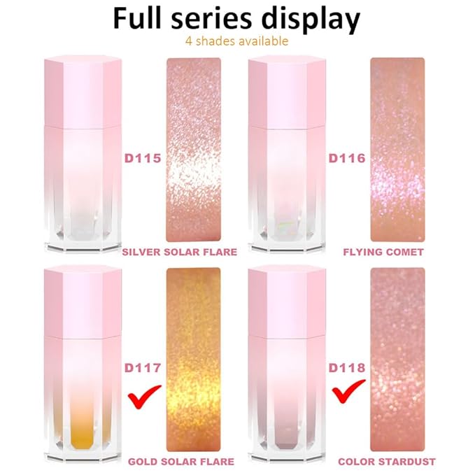 evpct Light Liquid Face Highlighter Makeup Waterproof Long Lasting Mermaid Pink Rose Gold Glimmer Glow Sparkly Glitter Body Shimmer Oil Liquid Luminizer Stick Highlight Illuminator for Face Body Cheek