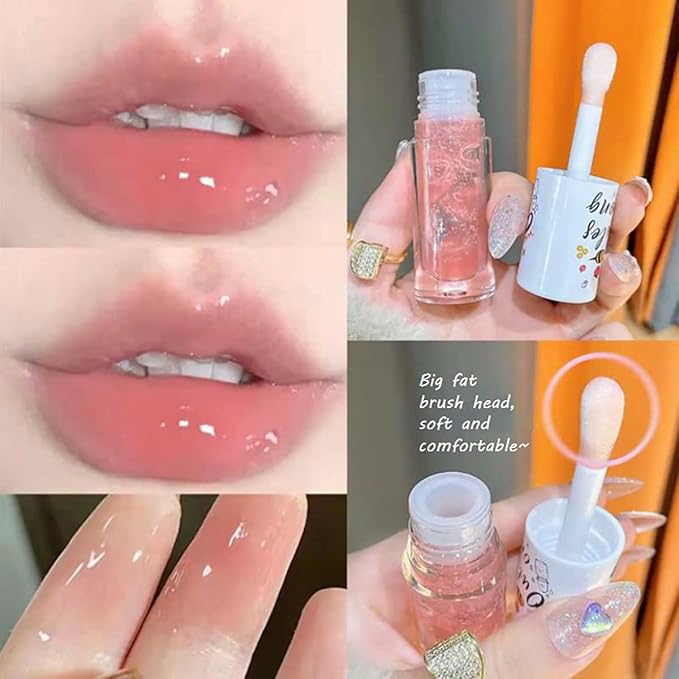 2Pcs Crystal Jelly Lip Oil Moisturizing Hydrating Lip Care Hydrating Lip Gloss Tinted Lip Balm, Long Lasting & Nourishing Lip Glow Oil, Non-sticky Fresh Texture