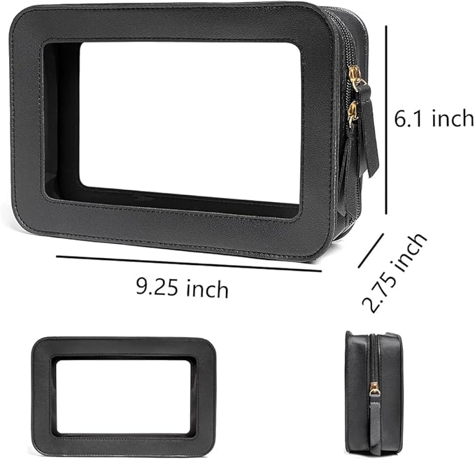 Clear Makeup Bag Small, TSA Approved Portable Toiletry Bag with Zipper Cosmetic Travel Bag Makeup Organizer Case Mini Makeup Pouch for Purse Car Organizer Bag for Women Men