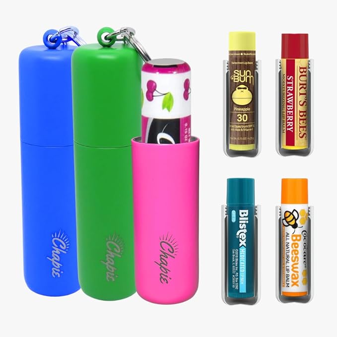 OG | Vacuum Insulated Lip Balm Keychain Holder, Prevents Melting & Messes | 3-Pack (Tropics)