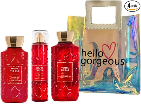 Bath & Body Works - 3 Piece Bundle - Spray - Body Lotion - Shower Gel - Full Size and Gift Bag HELLO GORGEOUS (You're The One)