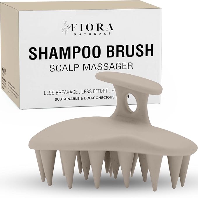 Fiora Naturals Scalp Massager Shampoo Brush - Silicon Scalp Scrubber & Exfoliator for Dandruff Removal and Hair Growth, Scalp Brush for Wet & Dry Hair, Shampoo Brush for Men, Women, Kids - BPA Free