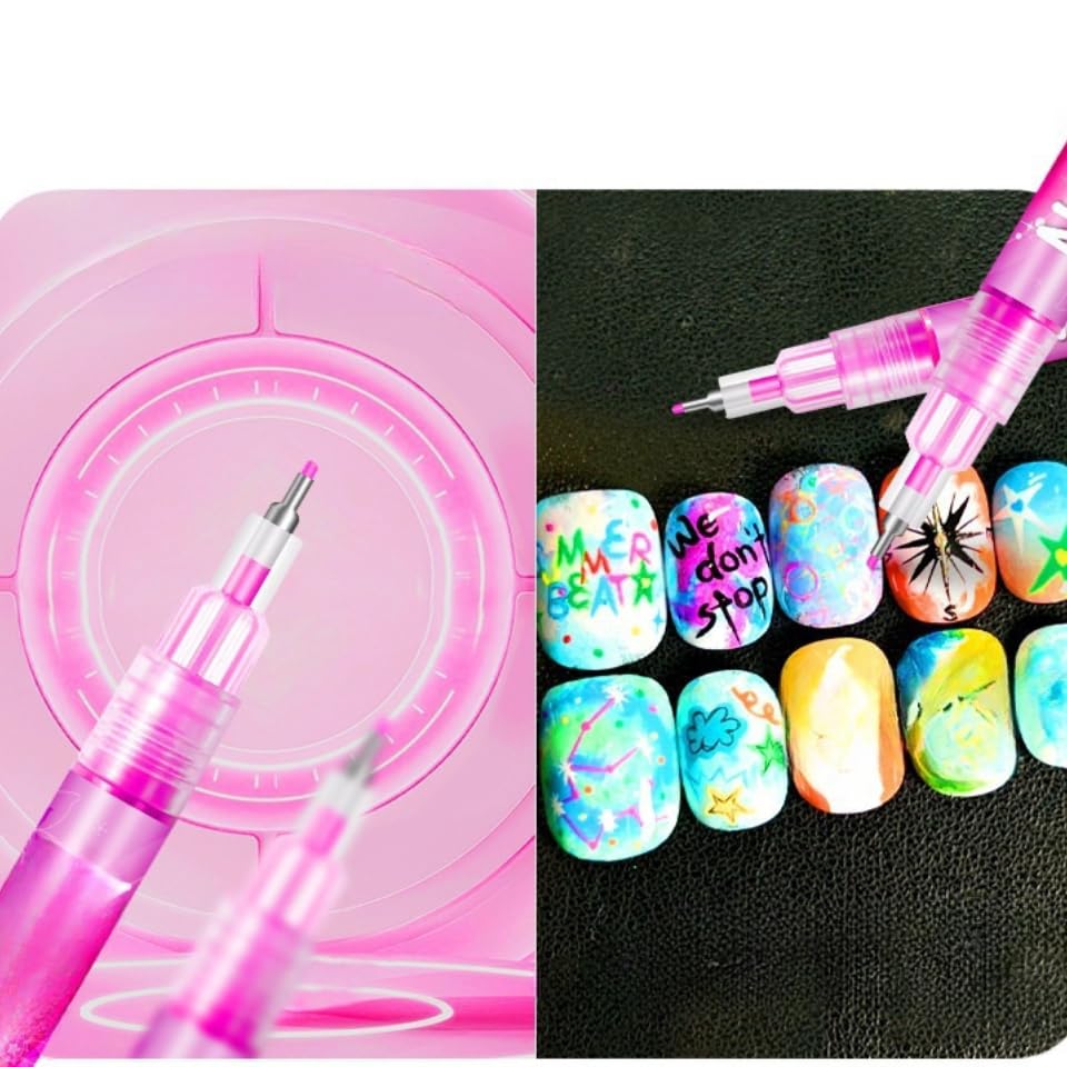 Nail Art Pens Set, 0.5mm 12 Colors Nail Polish Pens,Acrylic Paint Pens, Nail Art Markers, Painting Drawing Liner Pen, Nail Design for Nails DIY French Manicure