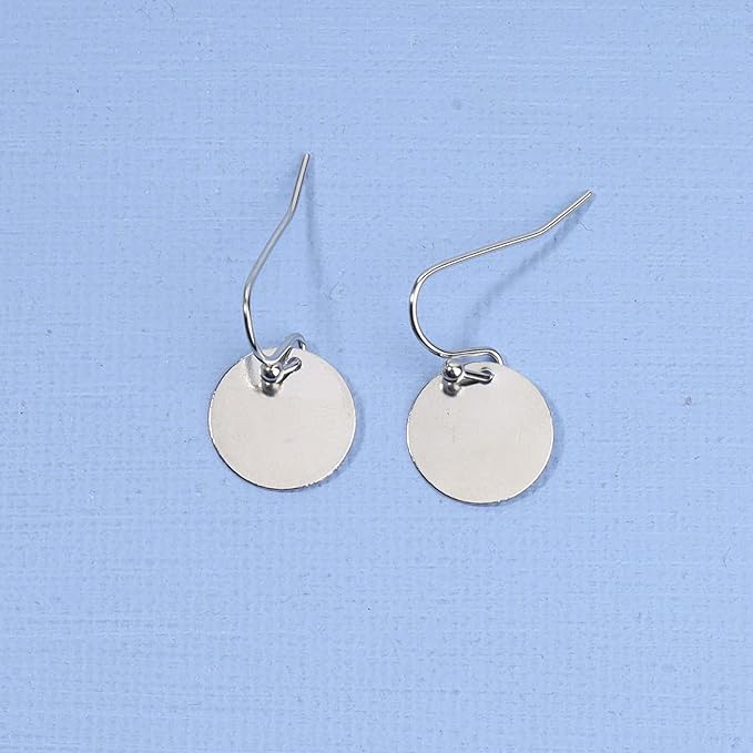 Boho Disc Coin Drop Earrings Tiny Circle Dangle Earrings Silver Smooth Coin Hook Earrings Minimalist Geometric Earrings for Women and Girls