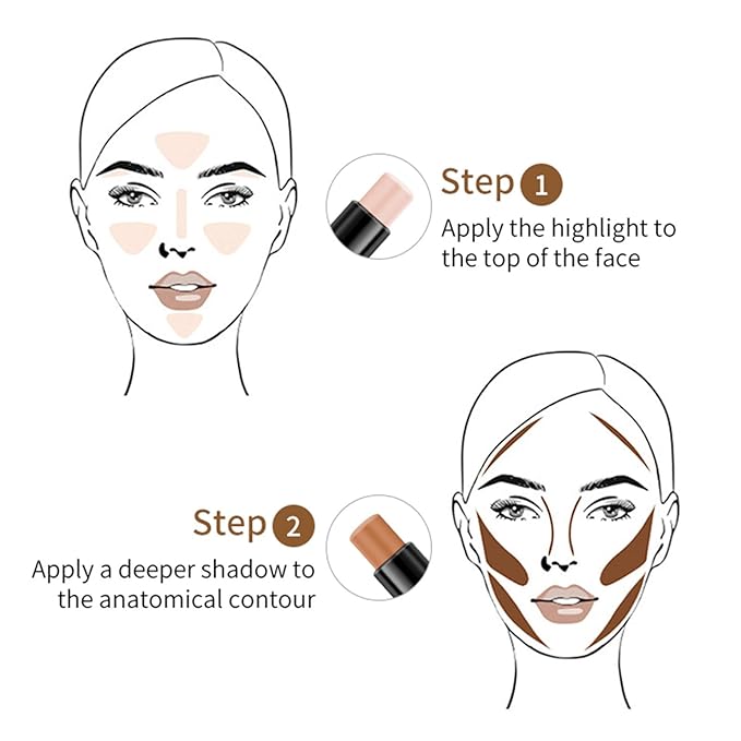 Double-End Contour Highlighter Stick, Face Contour Makeup Contouring Sticks Cream Concealer (1)
