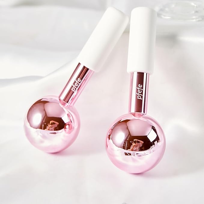 Ice Globes for Face & Eyes, Unbreakable Stainless Steel Cryo Sticks for Beauty Routines, Facials Cold Roller Colling Globes for Puffiness, Wrinkles, Dark Circles, Headaches