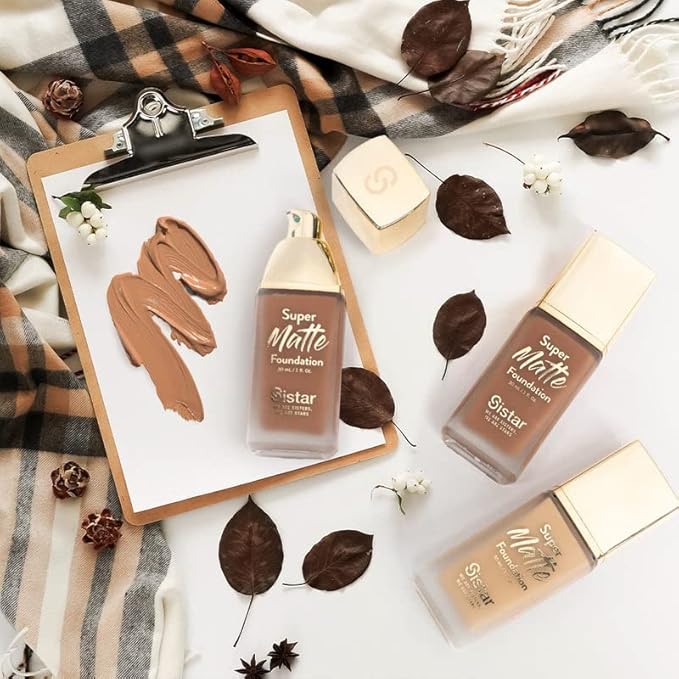 Sistar Super Matte Foundation Perfecting Liquid Foundation Full Coverage Control Shine Weightless Longwearing 30 mL / 1 fl. oz. (Rose Beige)