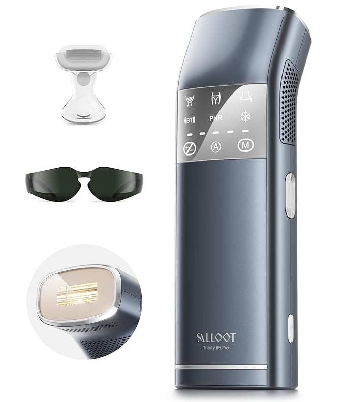 IPL Laser Hair Removal for Men, Dual Lights 100W, 35°F Sapphire Ice-Cooling, Quadruple-Pulse PHR Mode for Stubborn Hair, at Home Hair Removal Device for Armpits, Chest and Leg