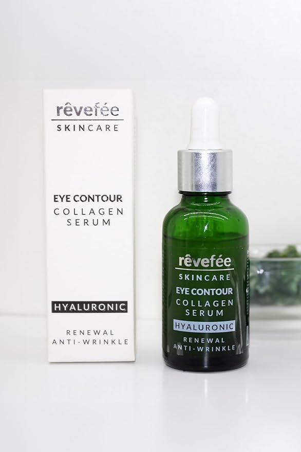 collagen hyaluronic eye serum; reduces dark circles, puffiness, fine lines and eye bags., Yellow