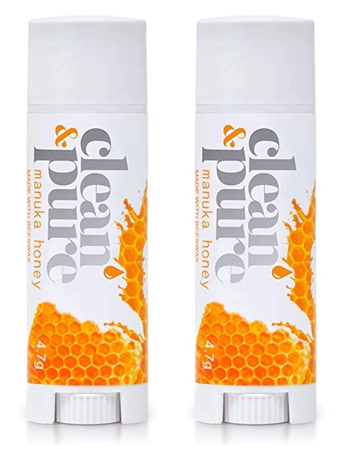 Lip Balm 2-Pack (Manuka Honey) | Manuka Honey Beauty Products | Lip Care Set With 100% All Natural Beeswax and Vitamin E Oil | Flavored Lip Balm for Dry