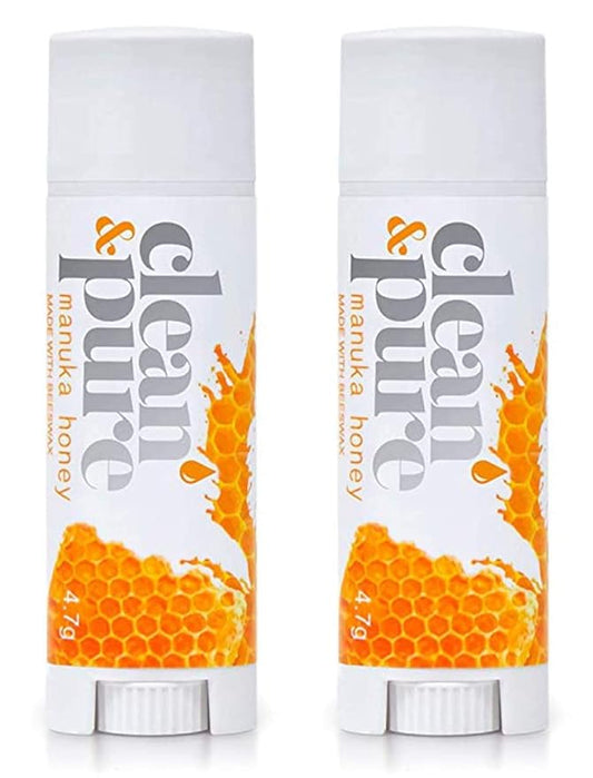 Lip Balm 2-Pack (Manuka Honey) | Manuka Honey Beauty Products | Lip Care Set With 100% All Natural Beeswax and Vitamin E Oil | Flavored Lip Balm for Dry