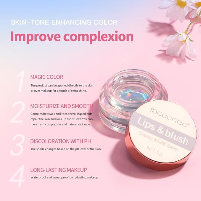Color Change Blush Clear Liquid Blush Cream Moisturizing Blusher Halo dyeing naturally Blush Rouge Multi-use Makeup Cream For Cheeks Face Lips Waterproof Blush Gel Lip Oil (#1)