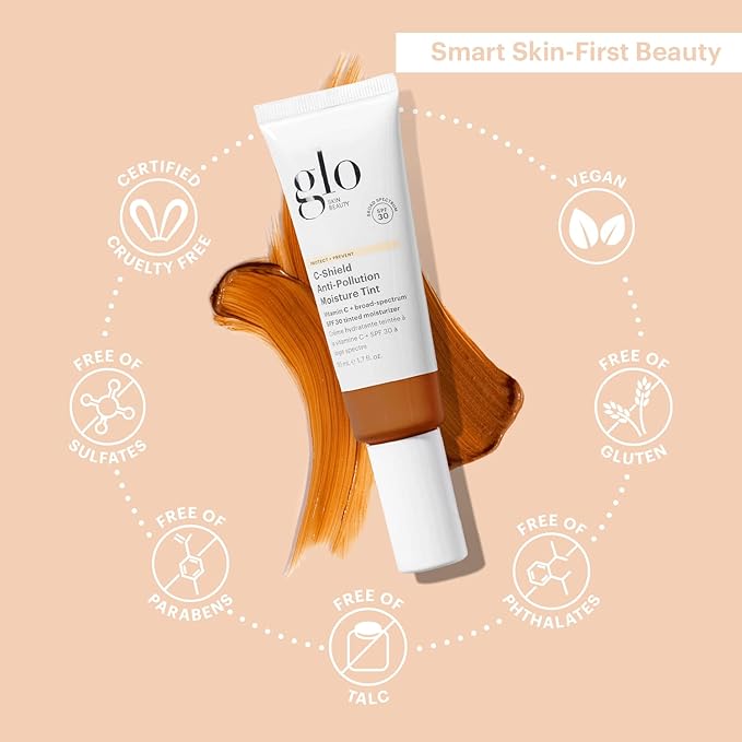 Glo Skin Beauty C-Shield Anti-Pollution Moisture Tint - Tinted Moisturizer With SPF 30 for Face, Broad Spectrum Protection & Vitamin C, 1.7 Oz (9N-Dark)