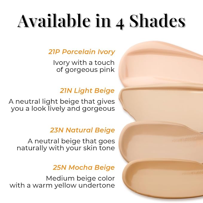 Natural Cover Glow Cushion Foundation | Korean Foundation Makeup | Long-Lasting Buildable Coverage | Lightweight and Moisturizing | Flawless Finish 0.42oz (21N Light Beige)