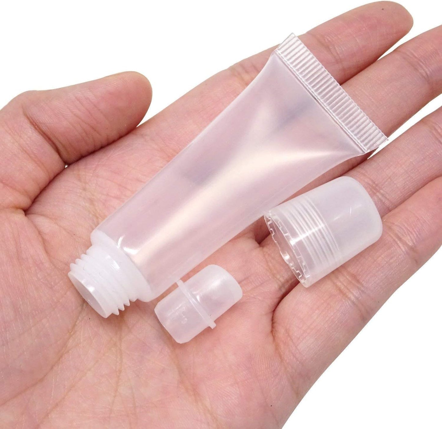 JIAKAI 10ml Mini Clear Refillable Empty Tubes Lip Gloss Balm Container，Soft Tubes Makeup Box，Shampoo Samples Empty Tubes with Screw Cover (20pcs)