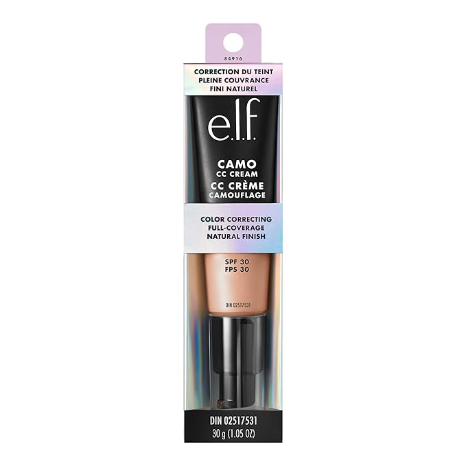 e.l.f. Camo CC Cream, SPF 30 Color-Correcting Medium-To-Full Coverage Face Foundation, Delivers An Airbrushed Finish, Vegan & Cruelty-Free, Medium 310 C