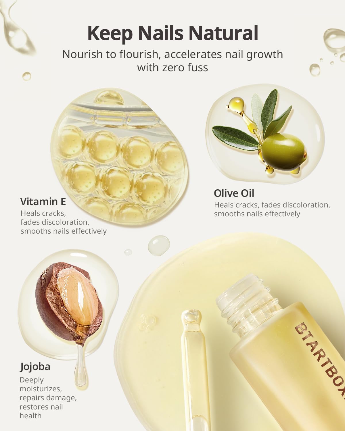 BTARTBOXNAILS Naillush Nail Strengthener & Growth - Repair Damaged Nails, Strengthen Weak & Thin Nails, Extra Strong Nail Growth Treatment, Long Lasting Nail Hardener, 15ml