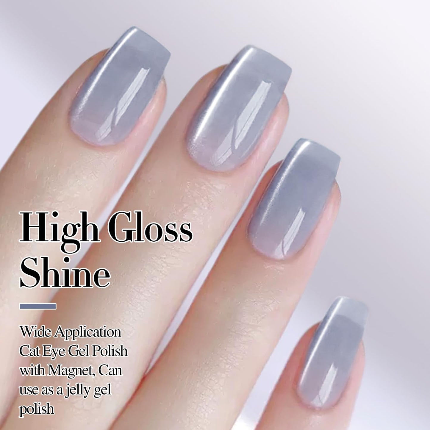 Double Rhythm 0.5 OZ Cat Eye Gel Polish with Magnet 15ML Holographic Glitter Shimmer Translucent Jelly Color Magnetic Polish Salon DIY at Home (MC1035)