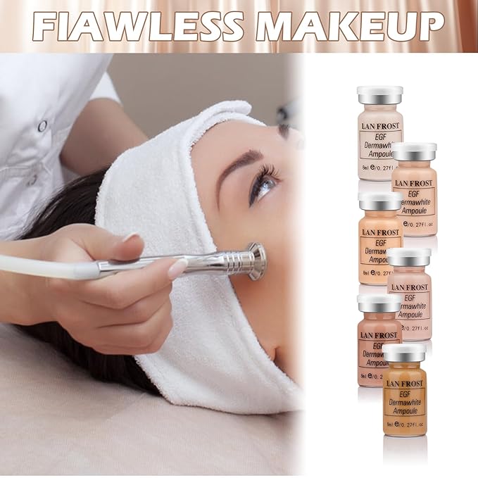 BB Facial Glow Serum Starter Kit Hyaluronic Acid Essence Foundation Skin Care Kit 0.27oz 12 Vials, Combined With Niacinamide and Peptides To Brighten Skin Tone Anti-Aging Foundation 6-Color Mix Pack