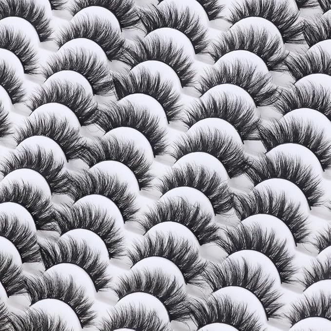 False Eyelashes 48 Pairs Faux Mink Lashes 14mm Wispy Lashes 3D Fluffy Cat Eye Lashes Pack Bulk Wholesale Strip Lashes(style 48-036)