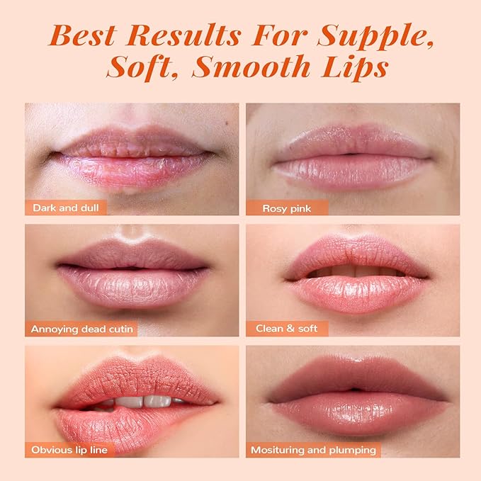 ANAI RUI Lip Balm Mask & Lip Scrub Set, Lip Care Kit, Overnight Lip Treatment with Lip Sleeping Mask & Sugar Lip Exfoliator Scrub, Lip Moisturizer for Dry, Chapped, Dark Lips, Reduce Fine Lines, Peach
